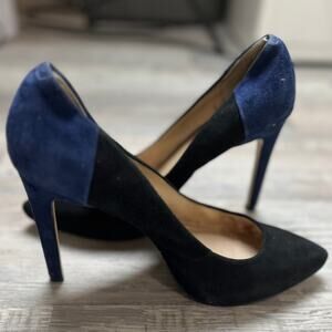 Louise Et Cie Black Navy Colorblock Lo-Kristen Suede Heeled Pumps Womens Size 10